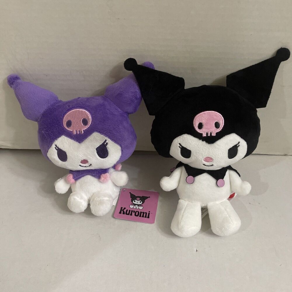 Sanrio Kuromi Plush Lot of 2 Purple 6" w/ Tag + Black 8" Kawaii Stuffed Toy